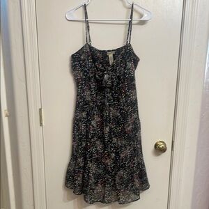 Black Floral Sundress with Spaghetti Straps